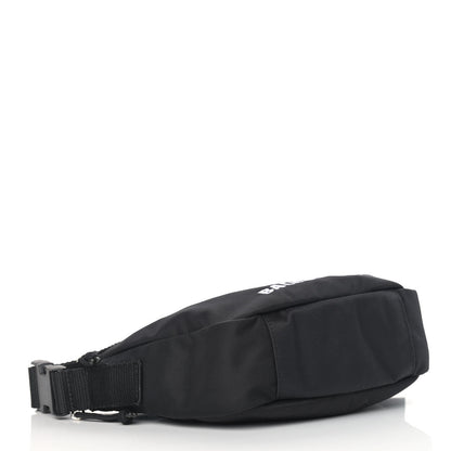 Balenciaga Recycled Sport Nylon Logo Embroidered Wheel Sling Bag Black White 4 of 9