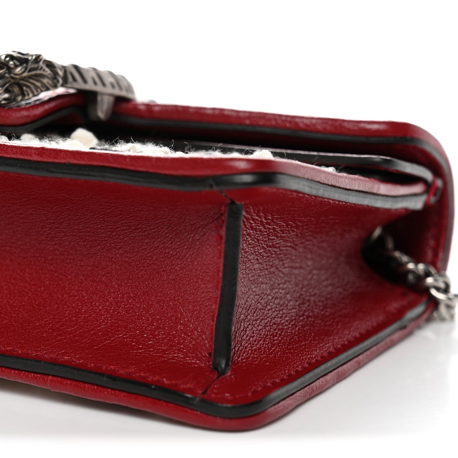 Gucci Tweed GG Monogram Super Mini Dionysus Shoulder Bag White Black Romantic Cherry 9 of 10