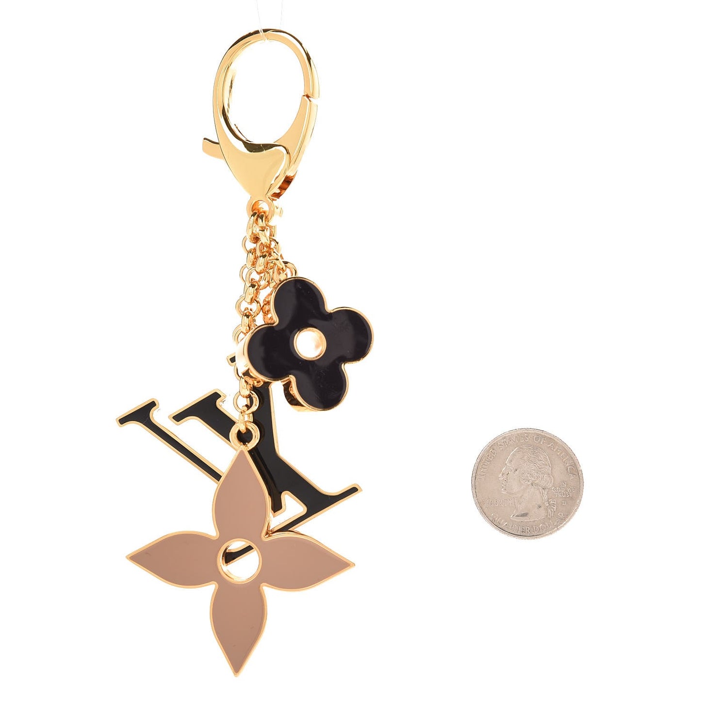 Fleur De Monogram Bag Charm Dore