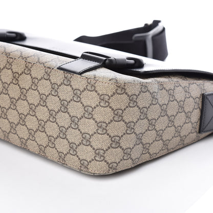 Gucci GG Supreme Monogram Calfskin Medium Double Buckle Flap Messenger Beige Black 11 of 11