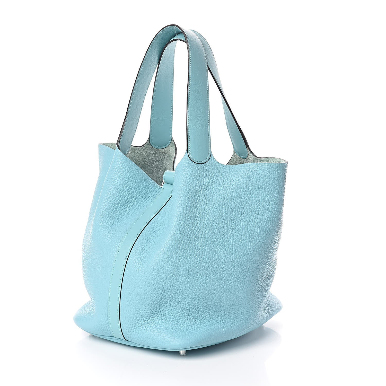 Hermes Taurillon Clemence Picotin 26 GM Bleu Atoll 3 of 11