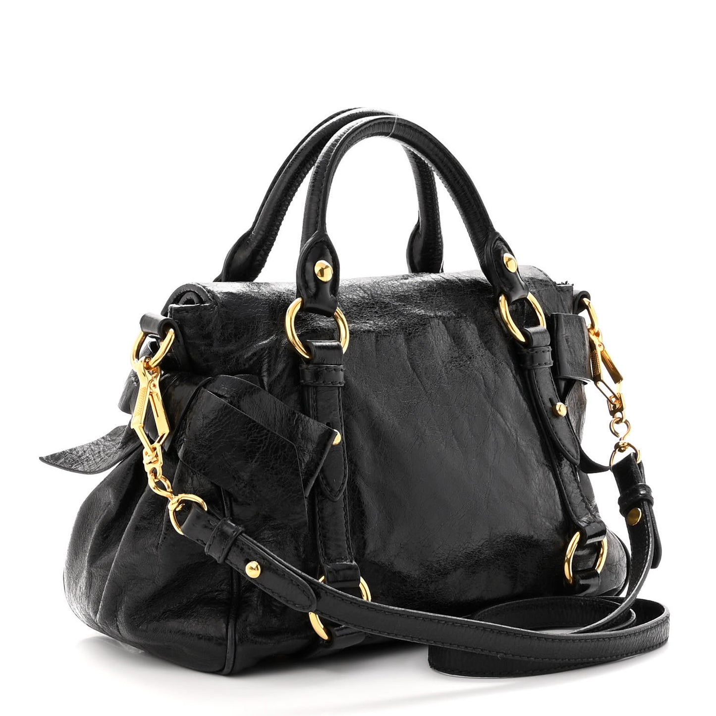 Vitello Lux Bow Tote Black