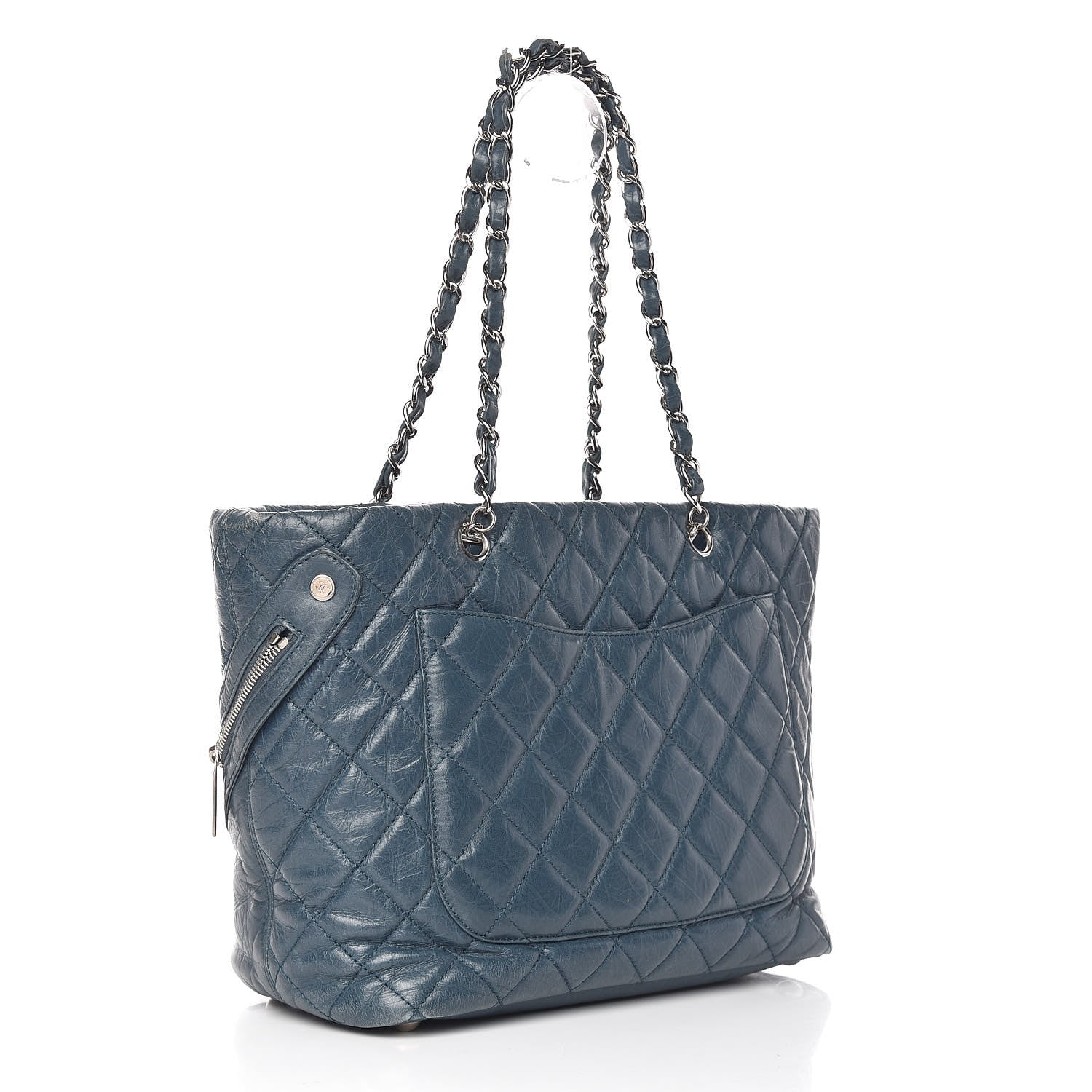 Chanel Aged Calfskin Quilted Large Cotton Club Tote Blue 3 of 20