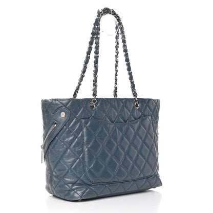 Chanel Aged Calfskin Quilted Large Cotton Club Tote Blue 3 of 20