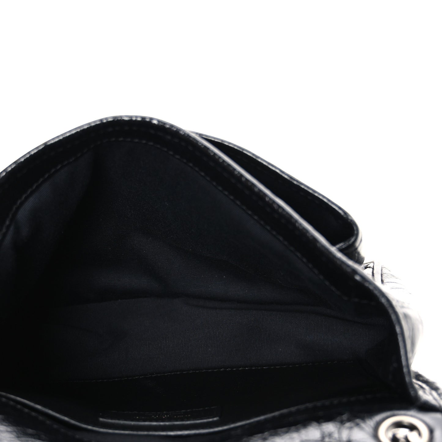 Crinkled Calfskin Matelasse Monogram Baby Niki Chain Satchel Black