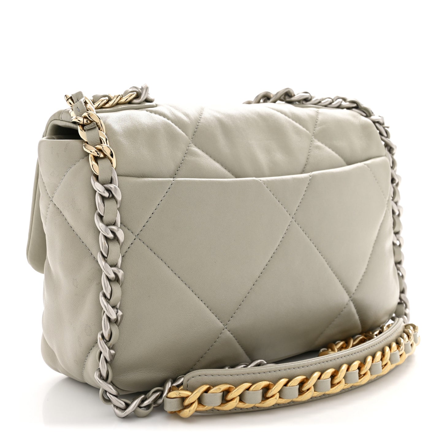 Lambskin Quilted Medium Chanel 19 Flap Light Grey