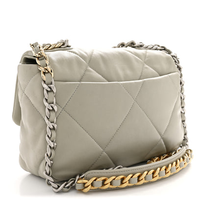 Chanel Lambskin Quilted Medium Chanel 19 Flap Light Grey 3 of 12