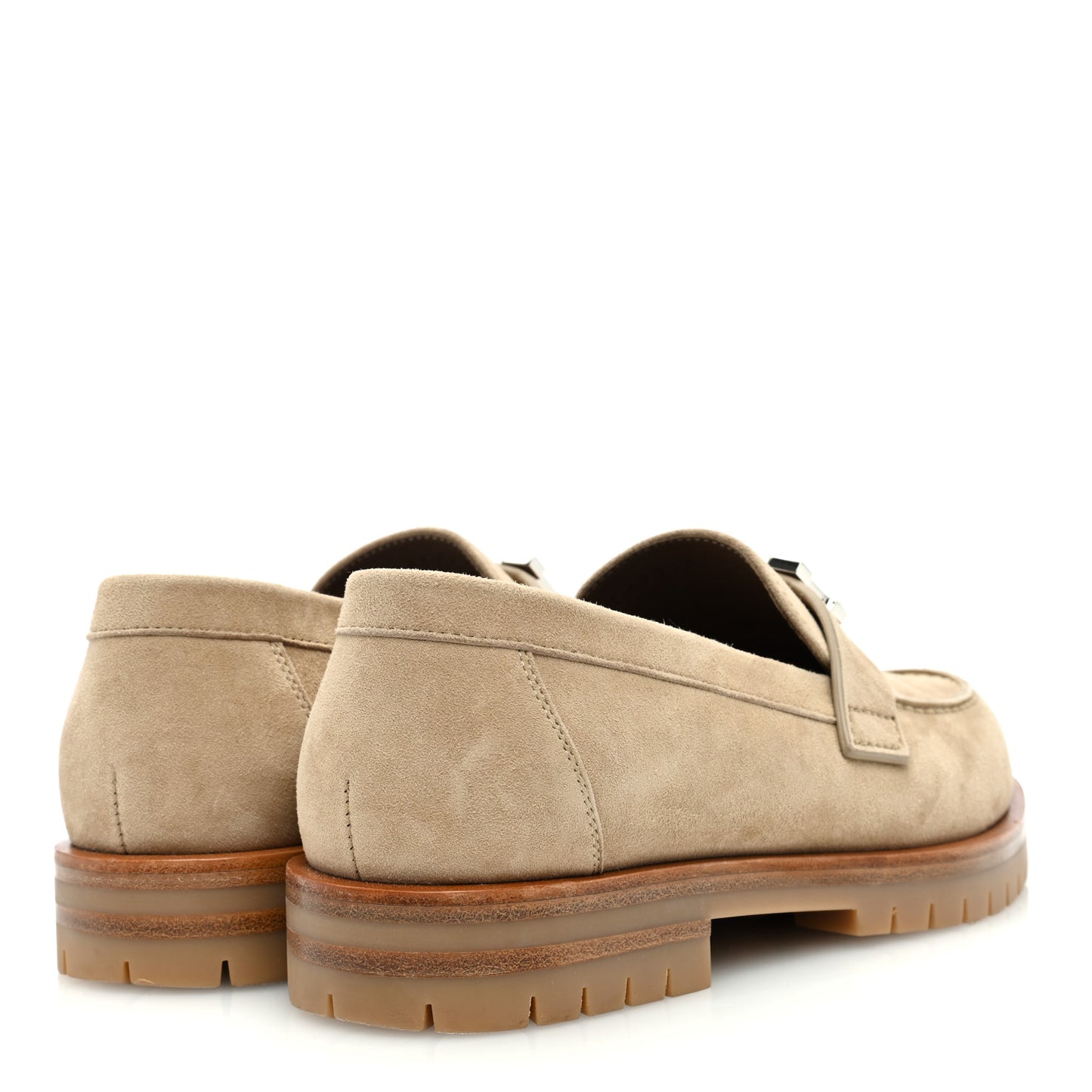 Suede Goatskin Womens Faubourg Loafers 35 Beige Argile