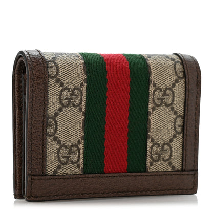 Gucci GG Supreme Monogram Web Ophidia Card Case Beige New Acero 3 of 9