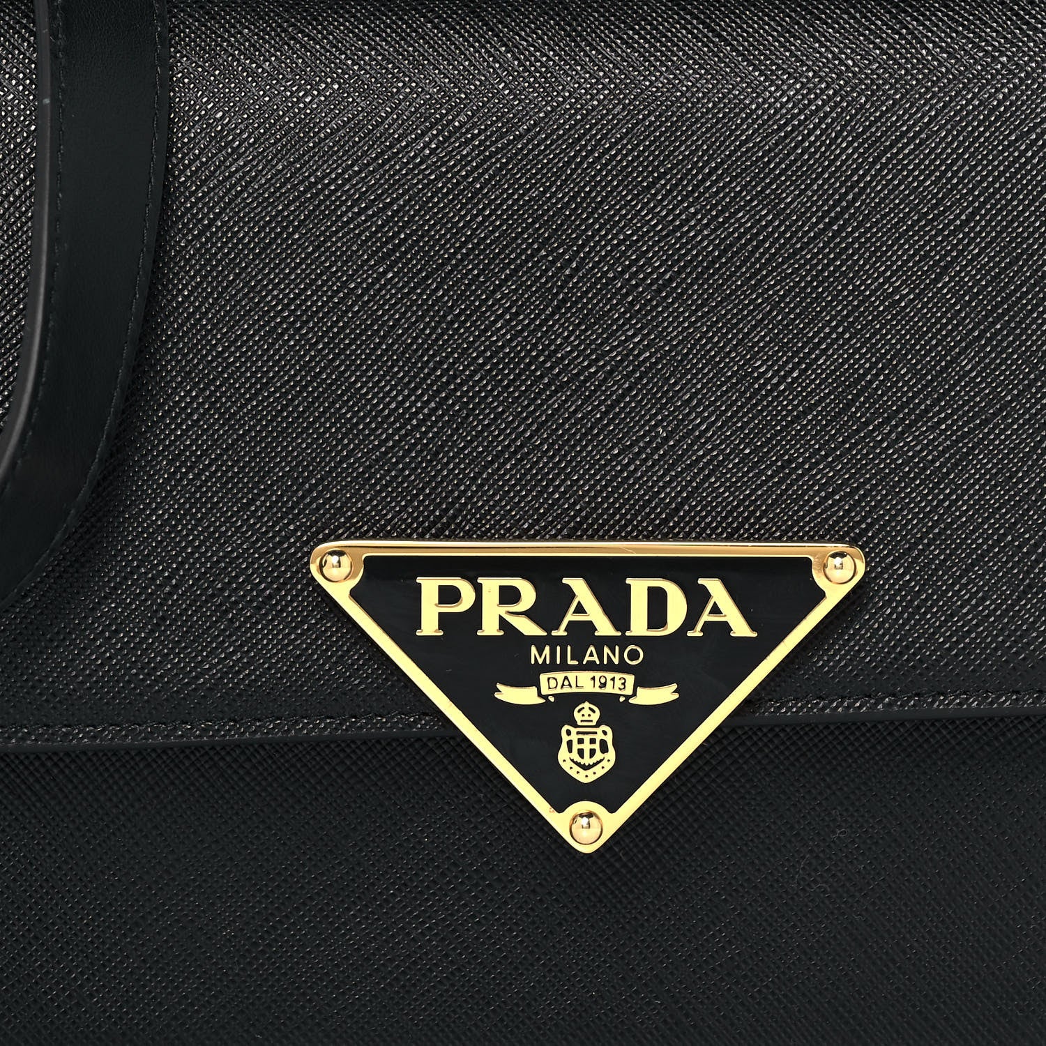 Prada Saffiano Cuir Triangle Embleme Flap Shoulder Bag Black 7 of 12