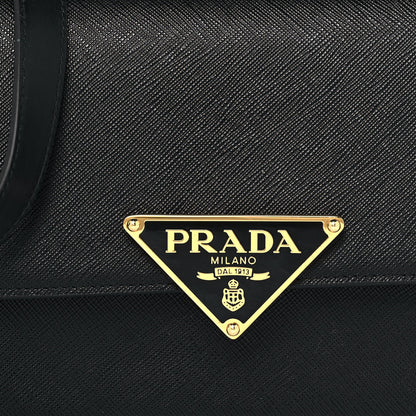 Prada Saffiano Cuir Triangle Embleme Flap Shoulder Bag Black 7 of 12