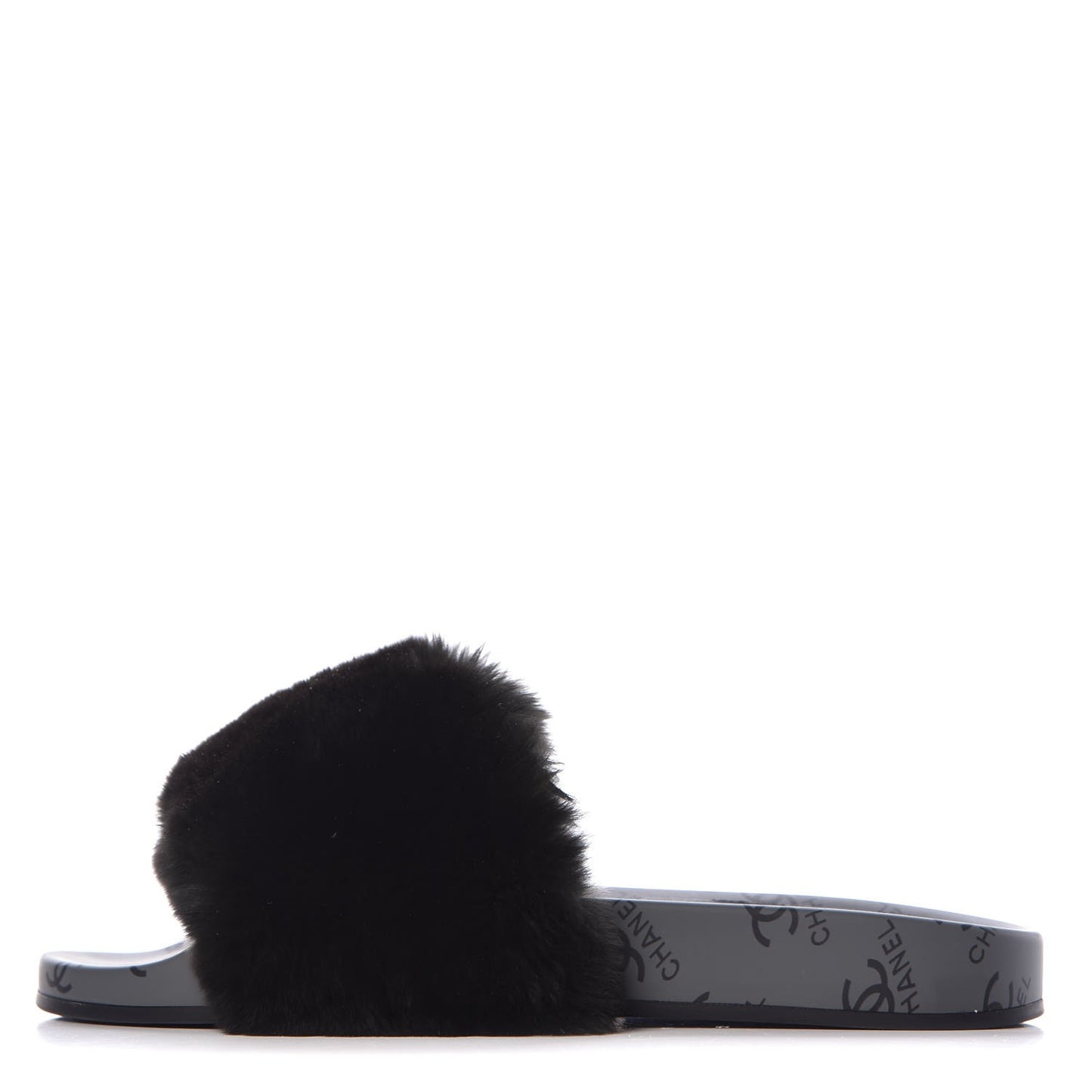Orylag Fur Flat Sandals 37 Dark Grey