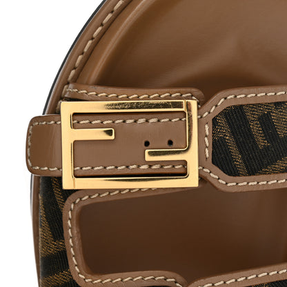 Fendi Fabric Jacquard Nappa FF Womens Fendi Feel Buckled Slide Sandals 37 Tobacco Black Miele Scuro 13 of 14