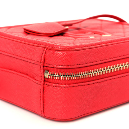 Chanel Caviar Quilted CC North South Filigree Vanity Case Red 10 of 10