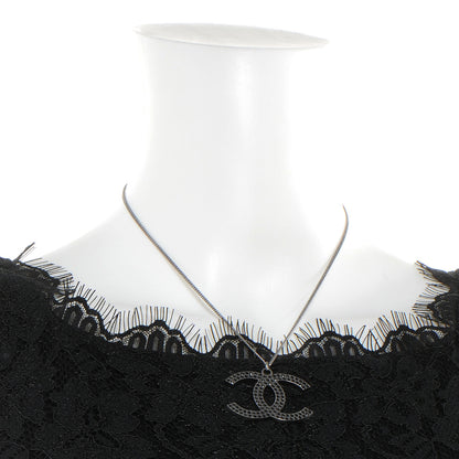 Chanel Crystal Large CC Necklace Silver Black 2 of 4