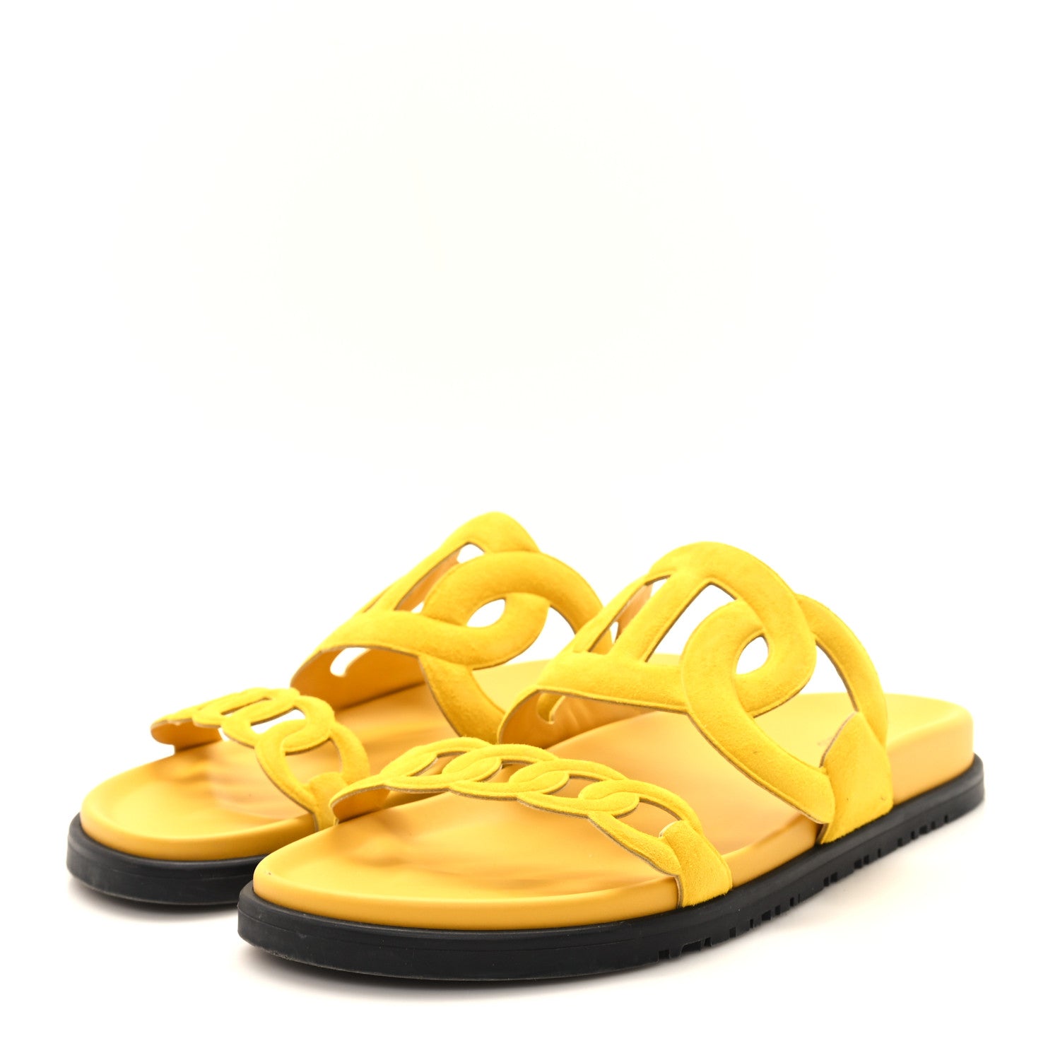 Hermes Suede Goatskin Extra Sandals 39 Jaune Sable 4 of 9