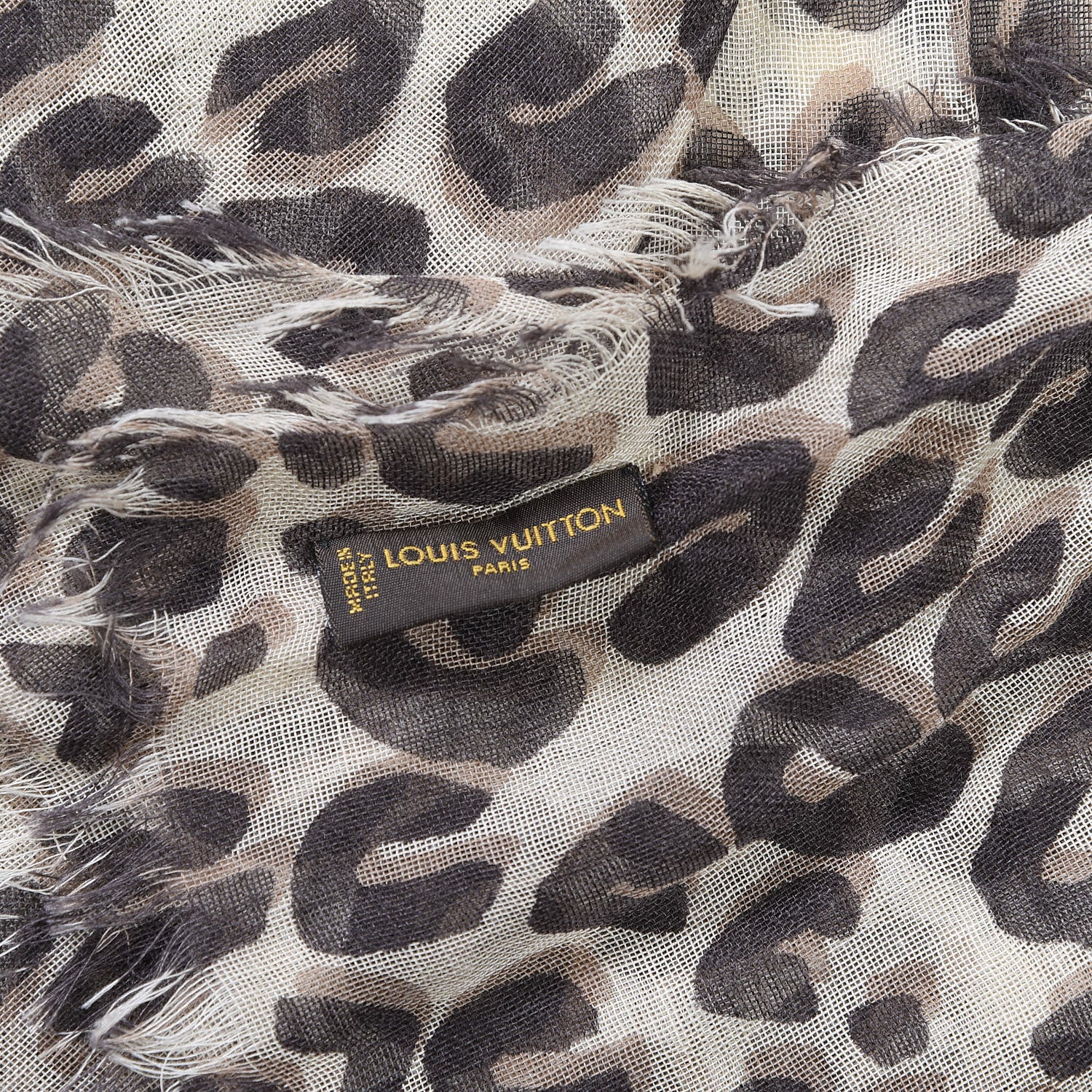 Louis Vuitton Cashmere Silk Leopard Stole Beige 5 of 5