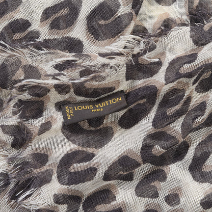 Louis Vuitton Cashmere Silk Leopard Stole Beige 5 of 5