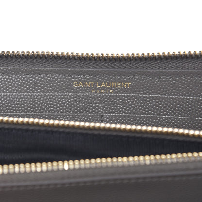 Saint Laurent Grain De Poudre Matelasse Chevron Monogram Zip Around Wallet Dark Anthracite 6 of 11