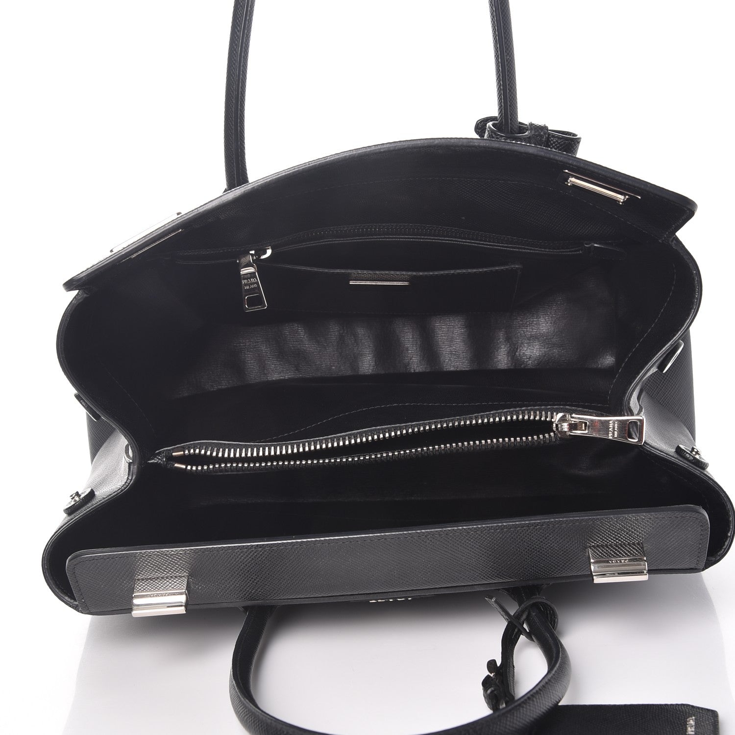 Prada Saffiano Cuir Twin Tote Nero Black 5 of 15