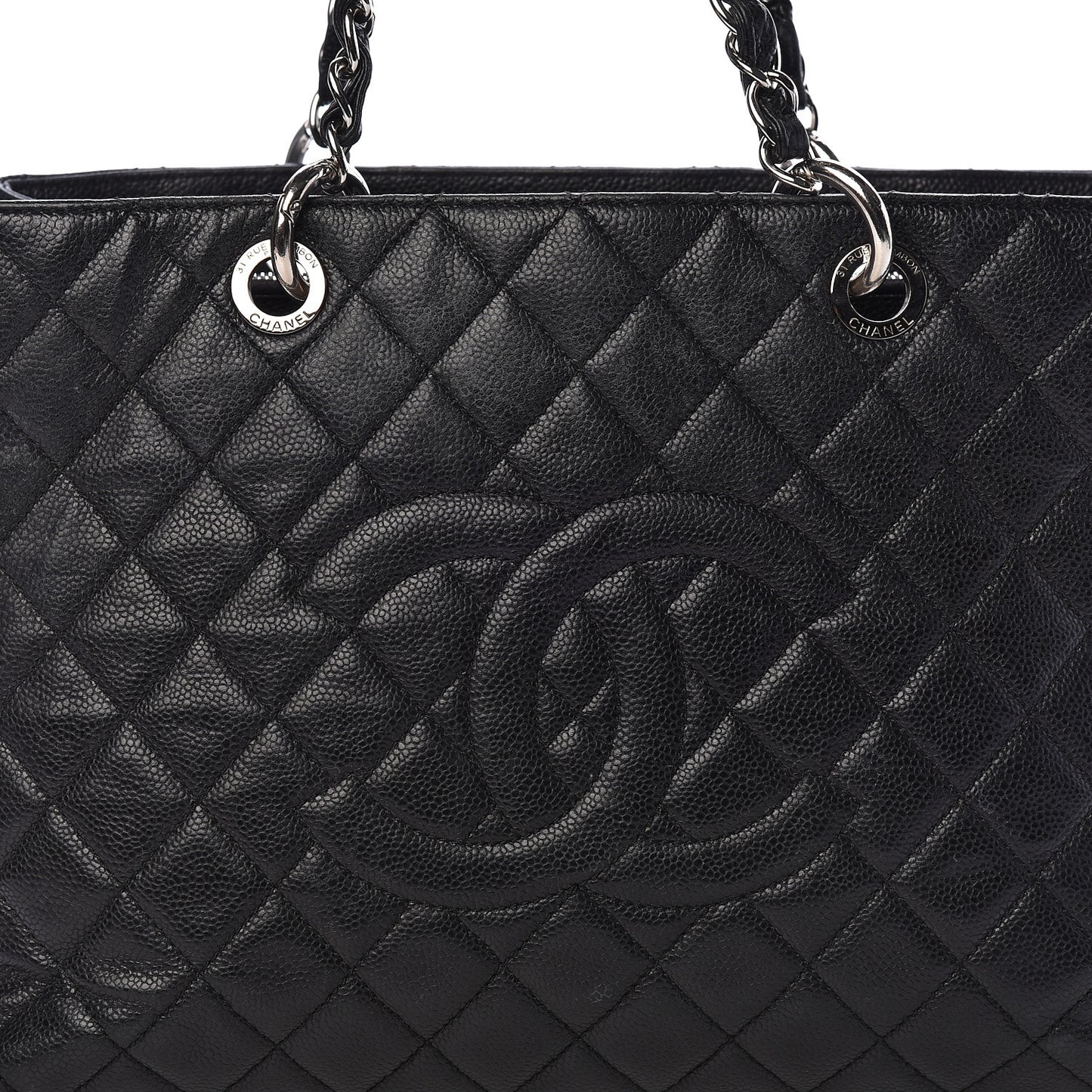 Caviar Quilted Grand Shopping Tote GST Black