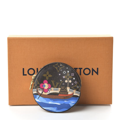 Louis Vuitton Monogram 2019 Christmas Animation Round Coin Purse Blue 9 of 9