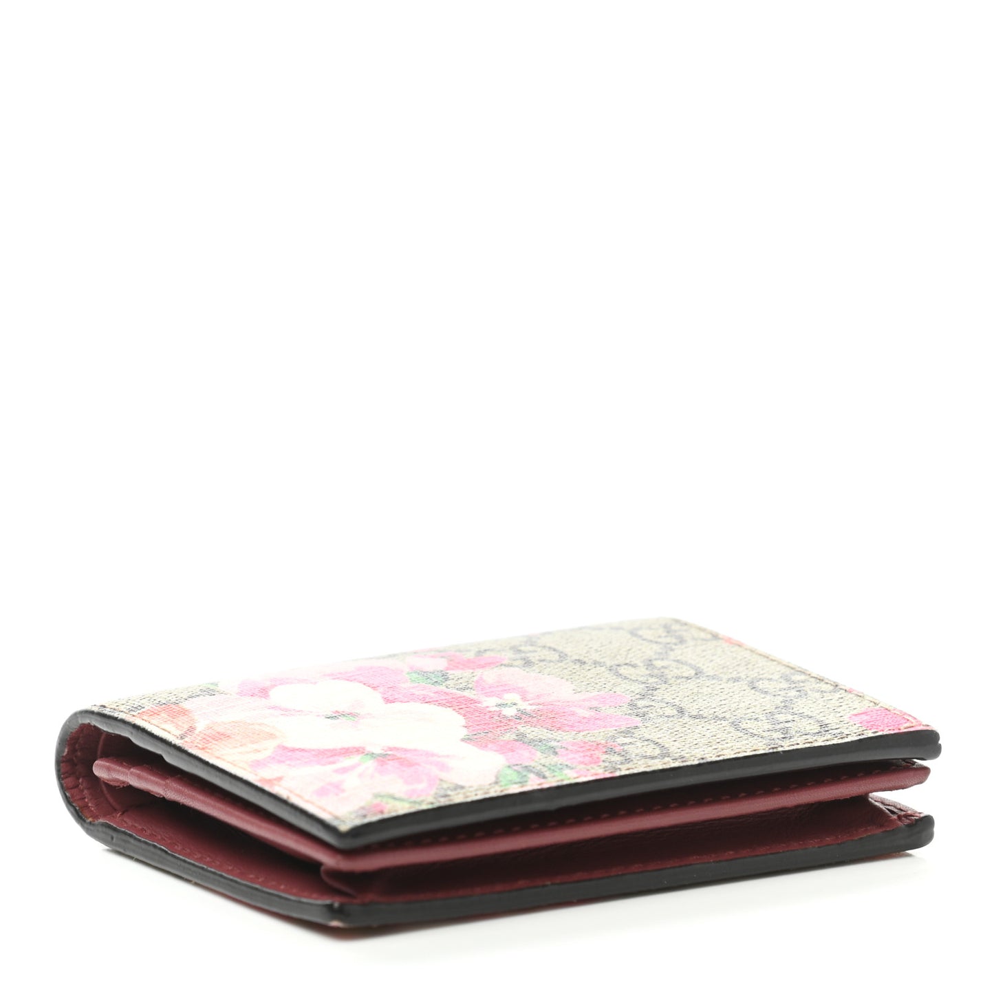 GG Supreme Monogram Blooms Card Case Beige Multicolor Dry Rose
