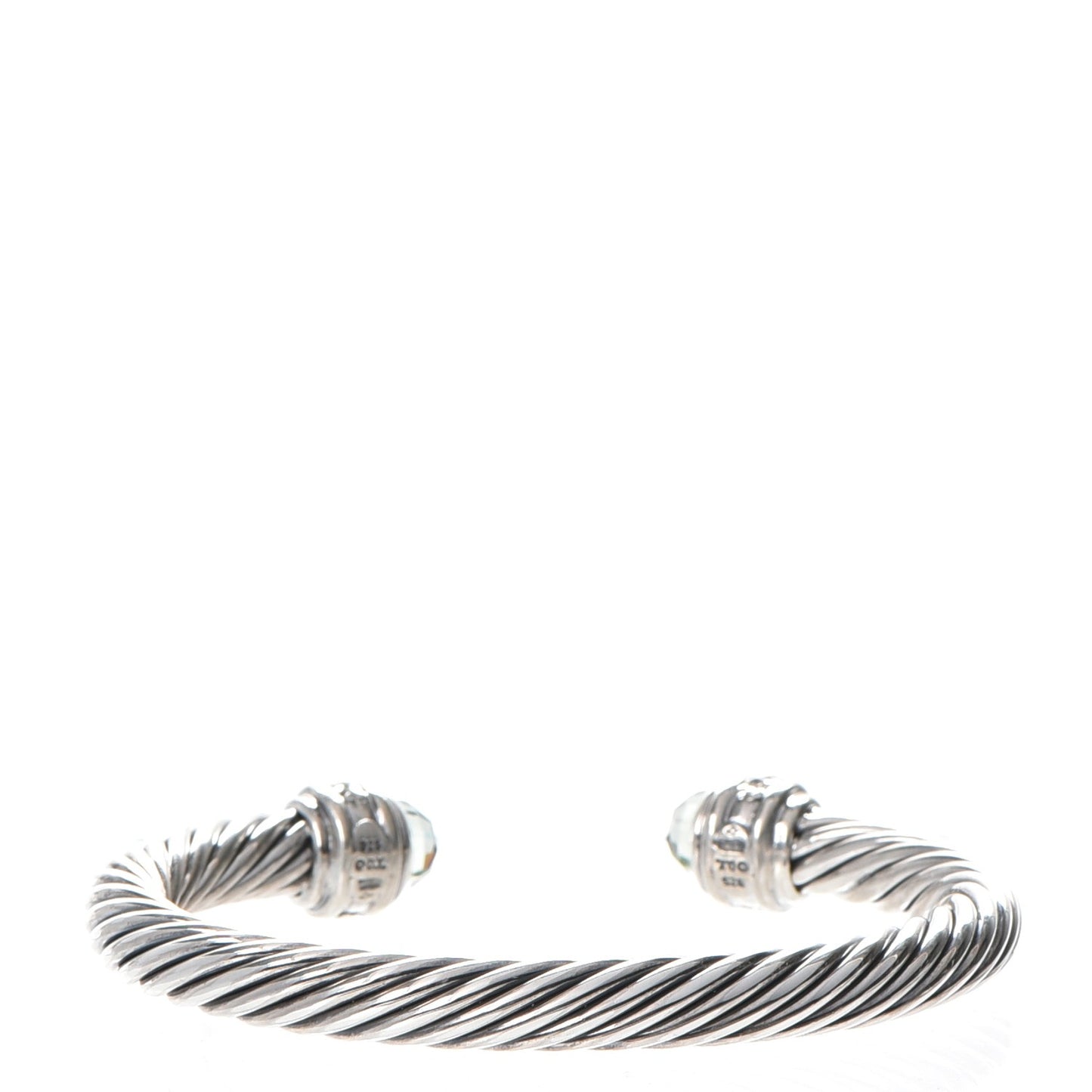 Sterling Silver Diamond Prasiolite 7mm Cable Classics Bracelet