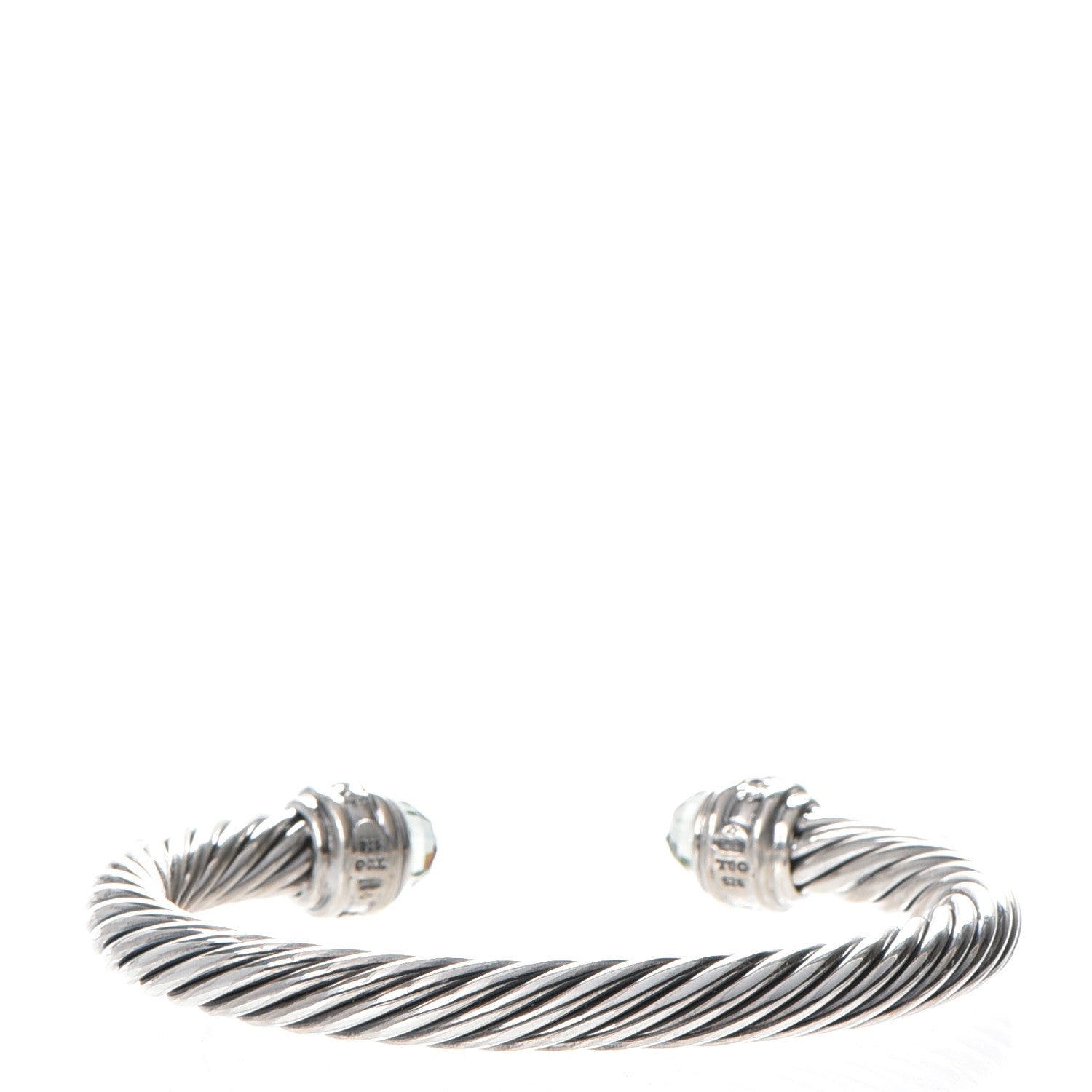 David Yurman Sterling Silver Diamond Prasiolite 7mm Cable Classics Bracelet 3 of 6