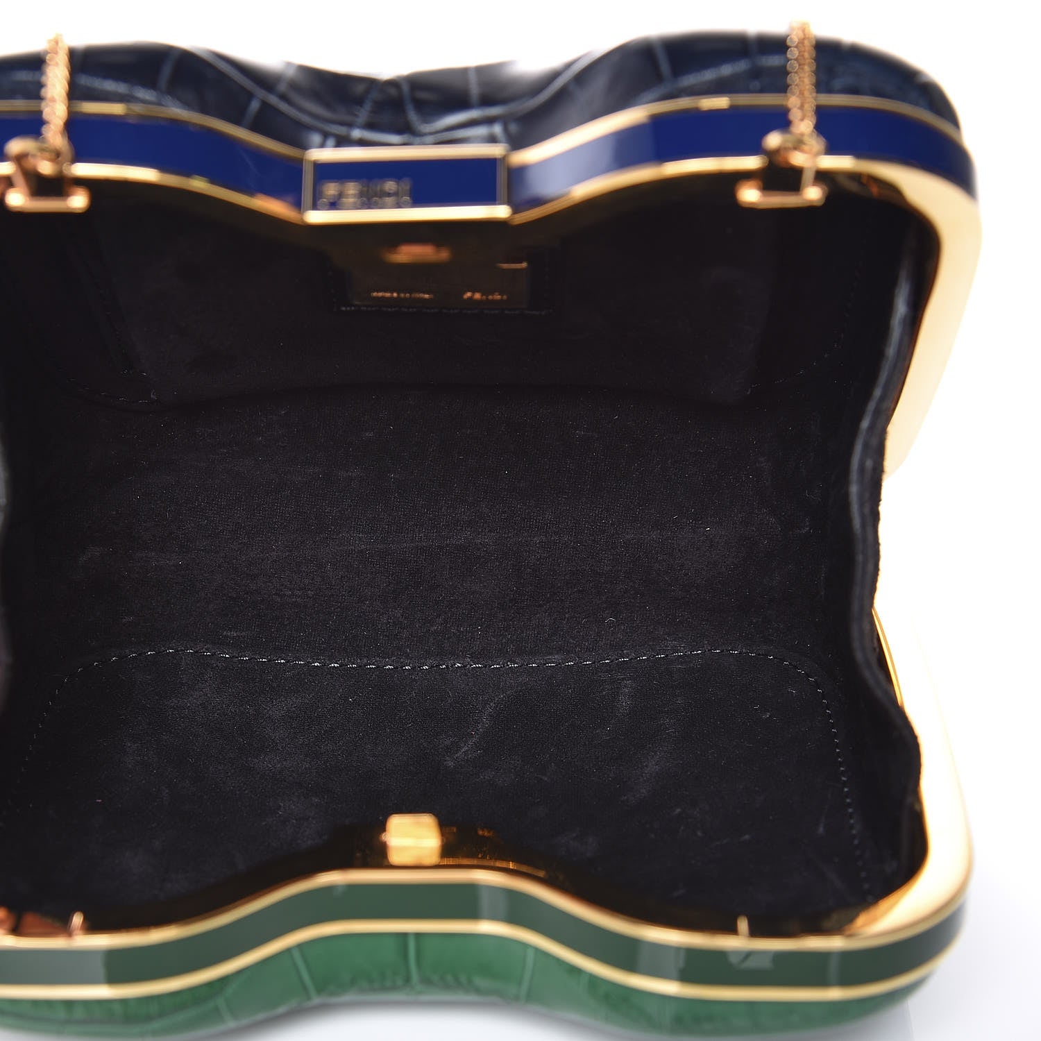 Fendi Crocodile Box Clutch Green Blue 5 of 6