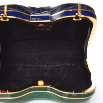 Fendi Crocodile Box Clutch Green Blue 5 of 6