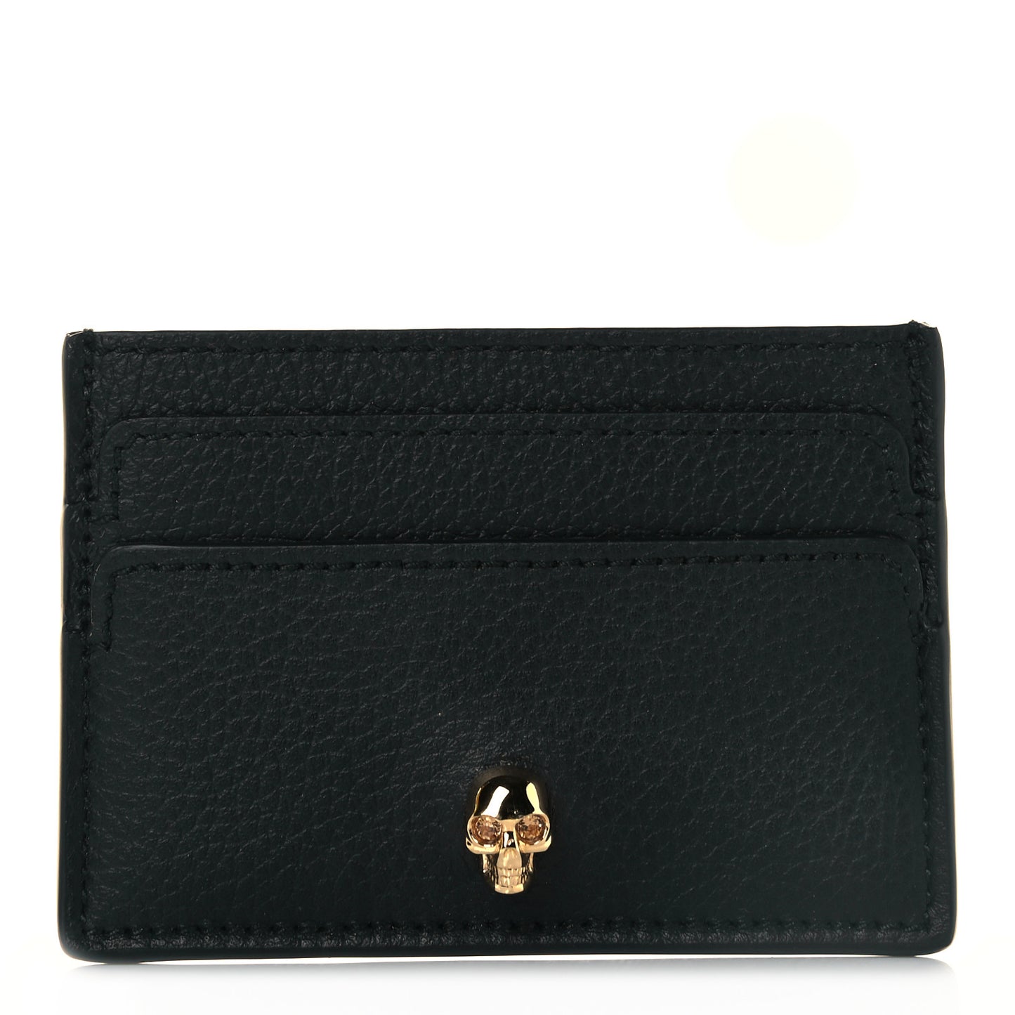 Calfskin Skull Card Holder Black