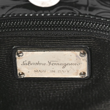 Salvatore Ferragamo Patent Gancini Embossed Tote Black 6 of 9