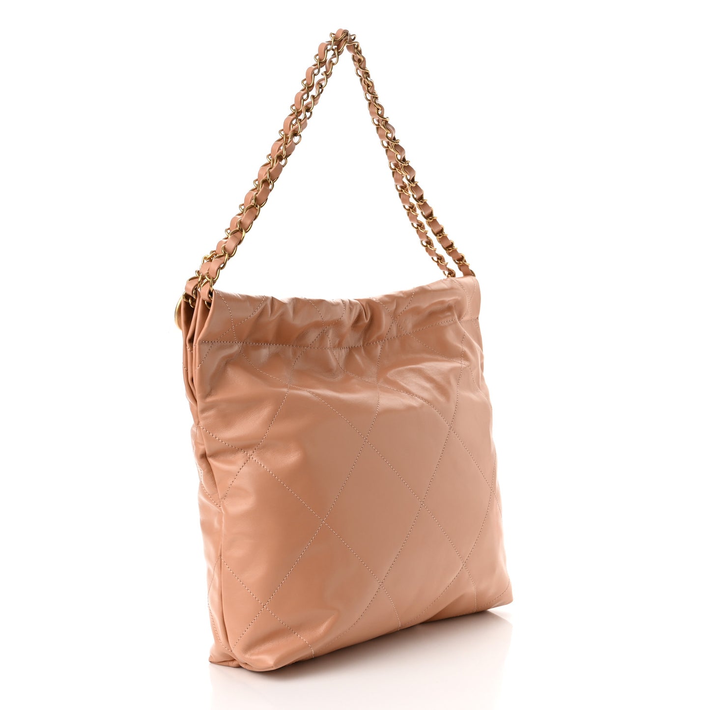 Shiny Calfskin Quilted Small Chanel 22 Beige