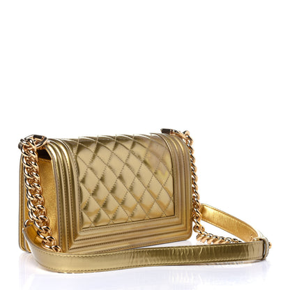 Chanel Metallic Patent Calfskin Quilted Small Boy Flap Gold 3 of 12