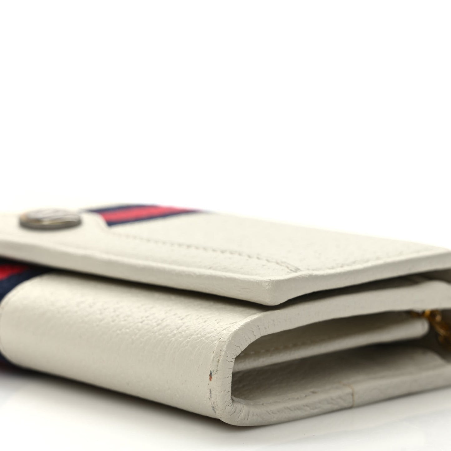 Textured Calfskin Web Ophidia Wallet On Chain Mystic White