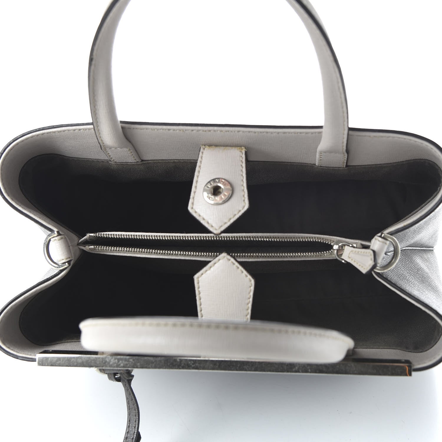 Fendi Vitello Elite Monster Eyes Studded Petite 2Jours Tote Carbone White Multicolor 6 of 12