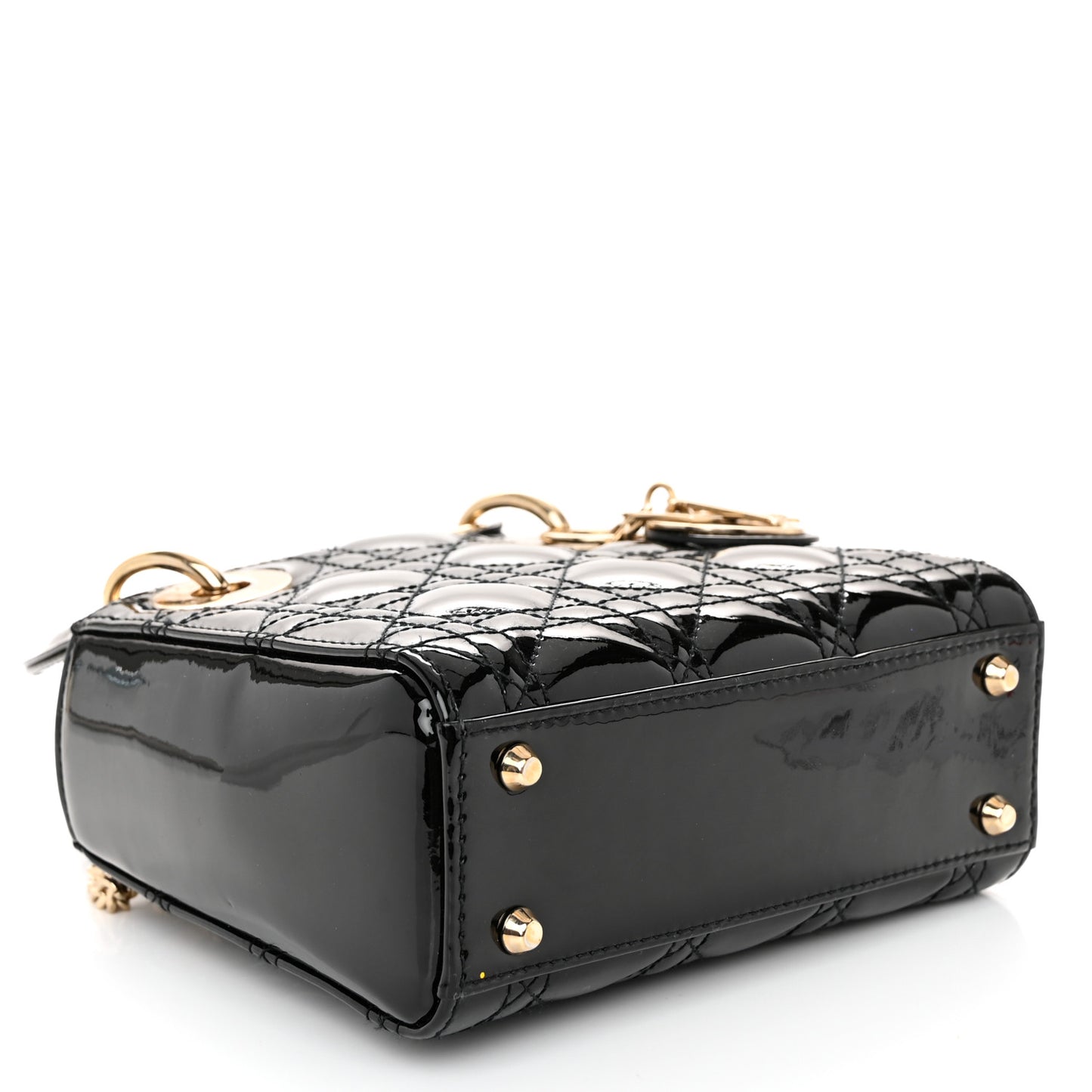 Patent Cannage Mini Lady Dior Black