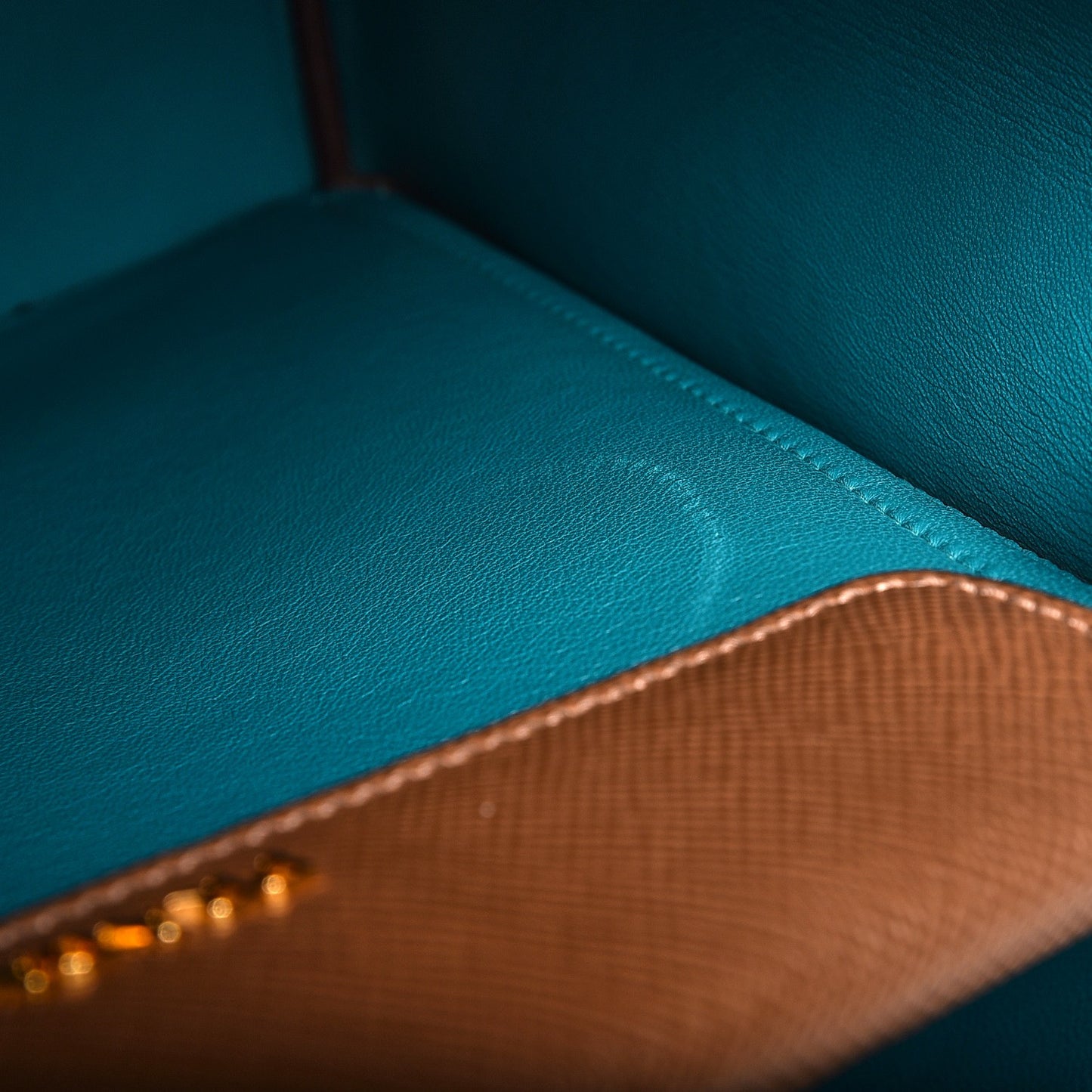 Saffiano Cuir Medium Double Bag Cannella Turquoise