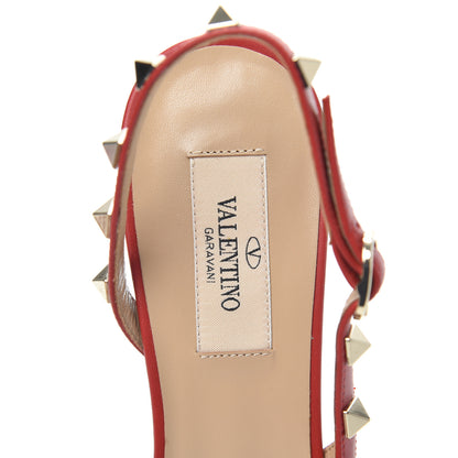 Valentino Garavani Pebbled Calfskin Rockstud Half D'Orsay Slingback 50mm Pumps 37.5 Rosso Valentino 5 of 7
