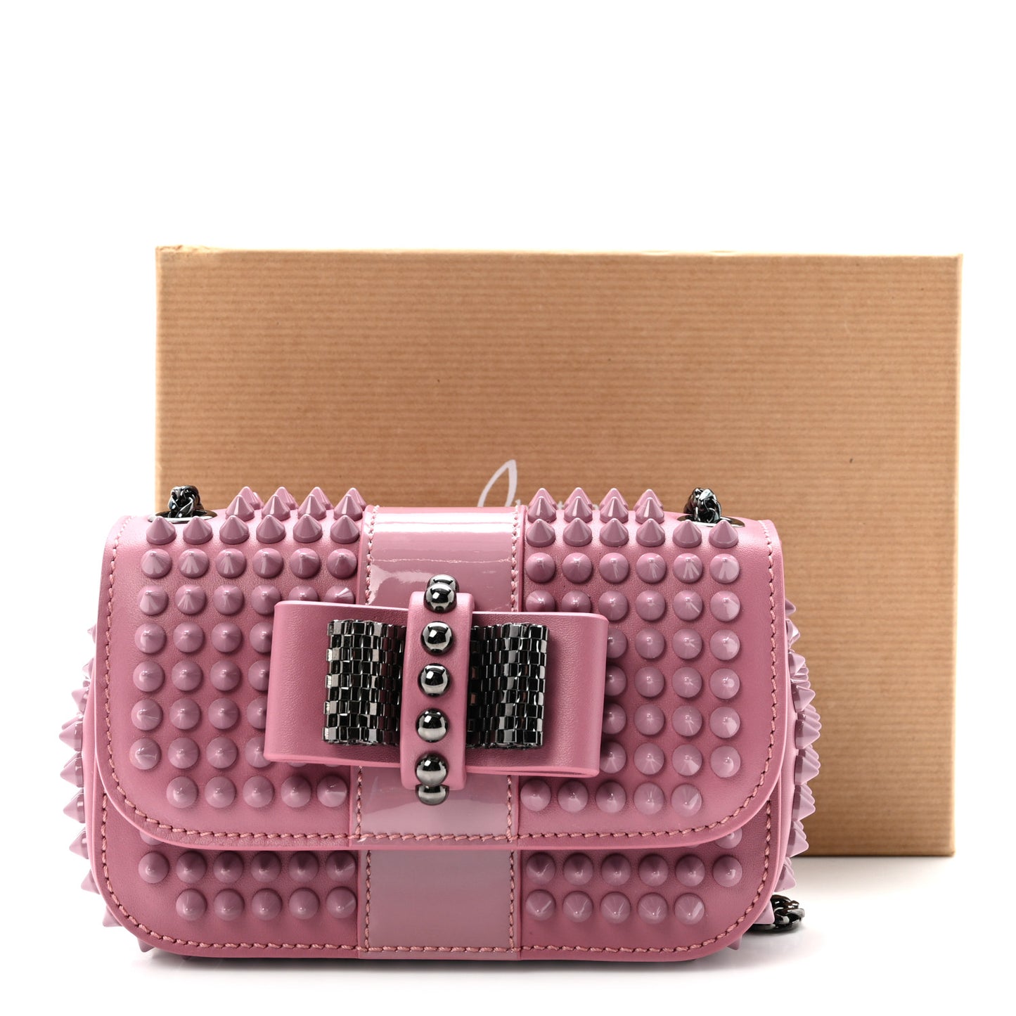 Calfskin Patent Spiked Sweety Charity Crossbody Bag Rosette