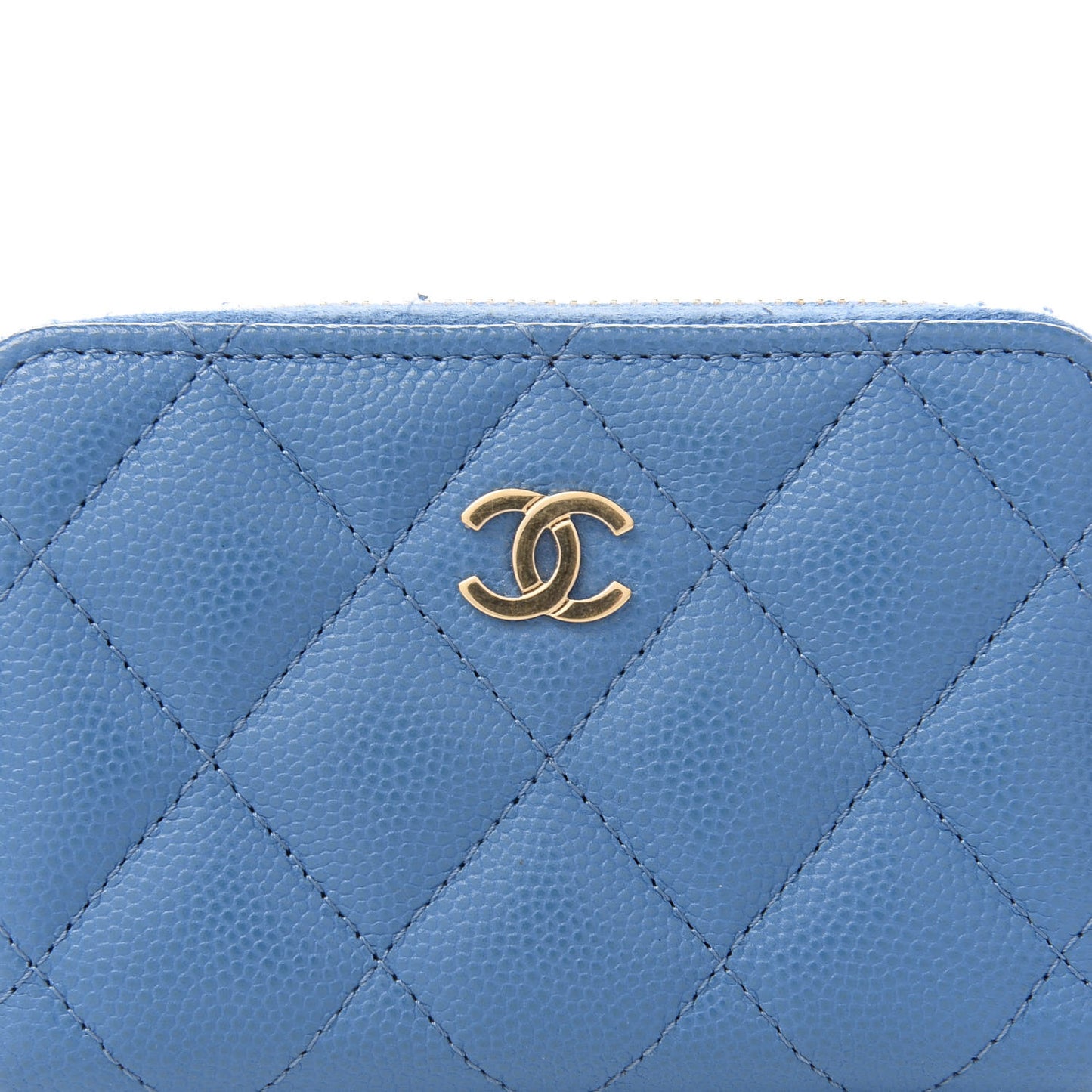 Caviar Quilted Zip Coin Purse Blue
