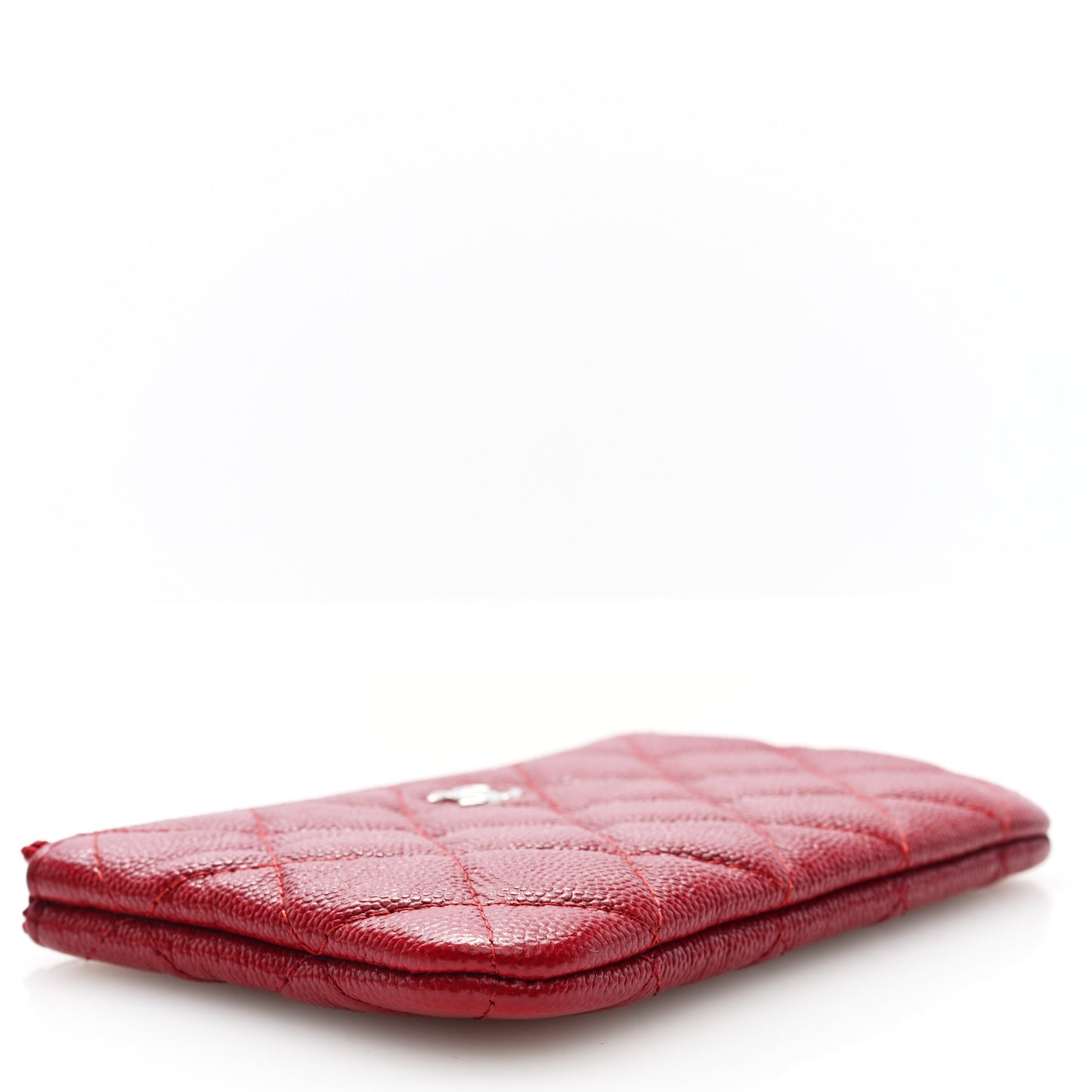 Caviar Quilted Small Cosmetic Case Red