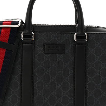 Gucci GG Supreme Monogram Appia Calfskin Web Briefcase Black 8 of 10