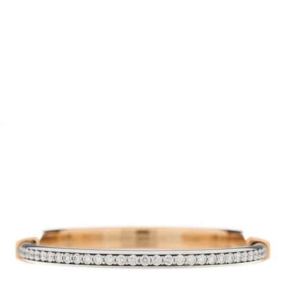 Tiffany 18K Rose White Gold Diamond Tiffany Lock Half Pave Bangle Bracelet 1 of 10