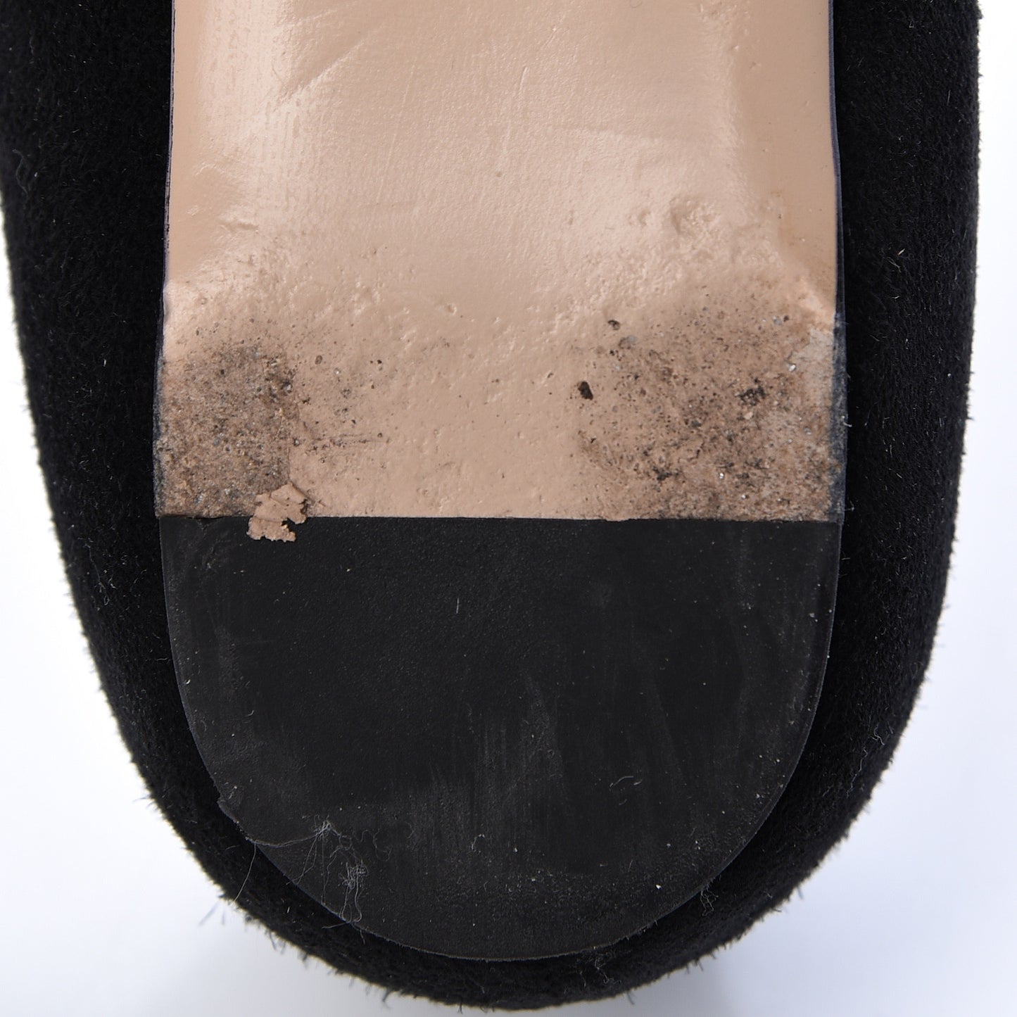 Suede Web Bow Point Toe Ballerina Flats 38.5 Black