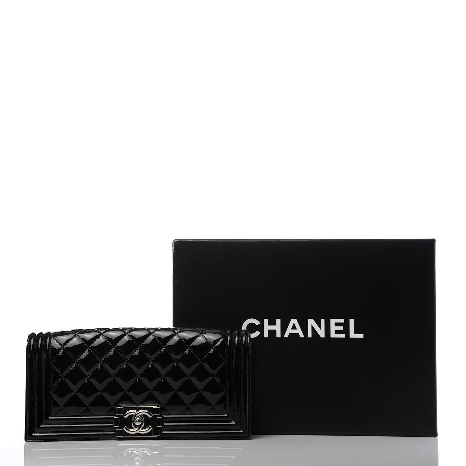 Chanel Patent Quilted Boy Flap Clutch Black 10 of 10