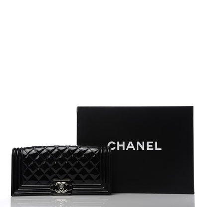 Chanel Patent Quilted Boy Flap Clutch Black 10 of 10