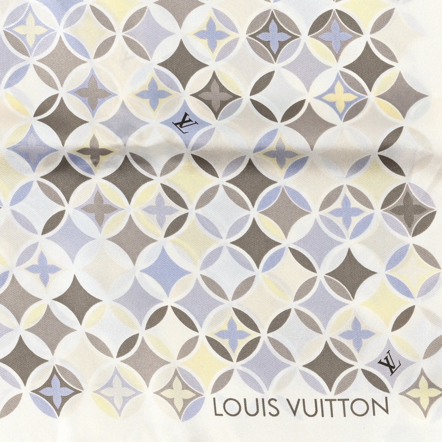 Louis Vuitton Silk Monogram Flower Tile Square Scarf Beige Multicolor 2 of 5