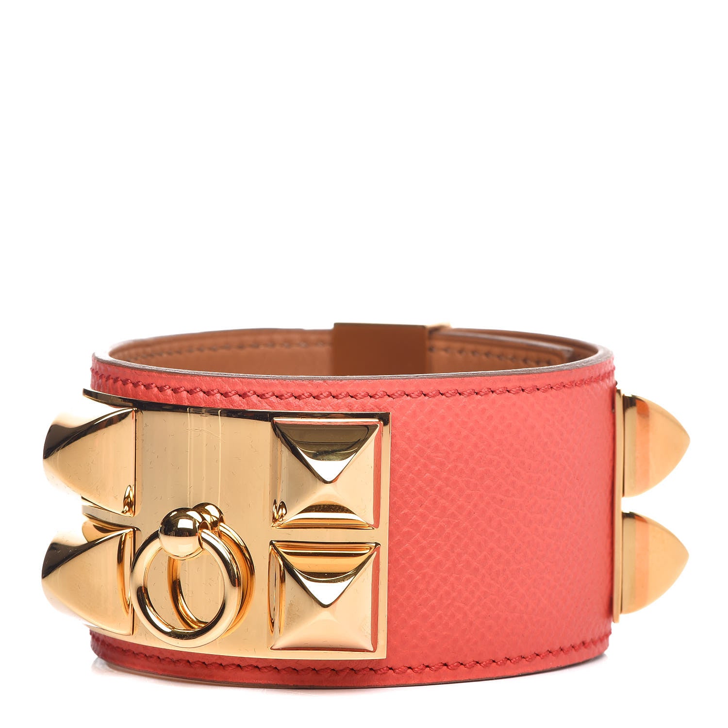 Hermes Epsom Collier de Chien CDC Bracelet L Rose Jaipur 1 of 6